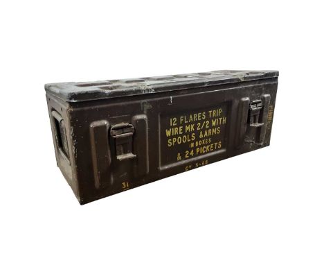 COLLECTION OF VINTAGE TOOLS, contained in a military flare ammunition box