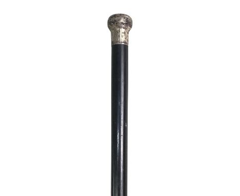 SILVER MOUNTED CANE, ALONG WITH AN UMBRELLA the cane with London marks and ebonised cane, along with a vintage umbrellathe ca
