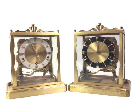 TWO GERMAN BRASS MANTEL CLOCKS, by Schatz &amp; Sohnetallest 24cm highBoth wind up clocks
