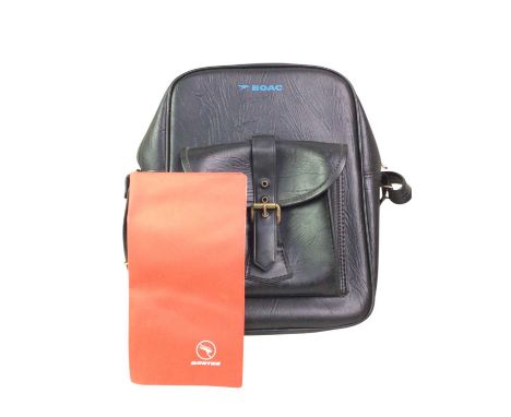 COLLECTION OF AIRLINE INTEREST ITEMS, comprising of a BOAC garment carrier, a QANTAS travel document holder, two fans from BO