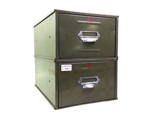 PAIR OF VINTAGE GREEN DESK TOP FILING CABINETS, by Veteran17cm high, 26cm wide