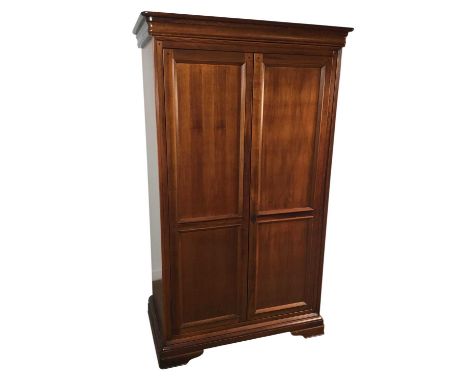 CONTEMPORARY CHERRY WOOD WARDROBE, with two panelled doors197cm x 115cm