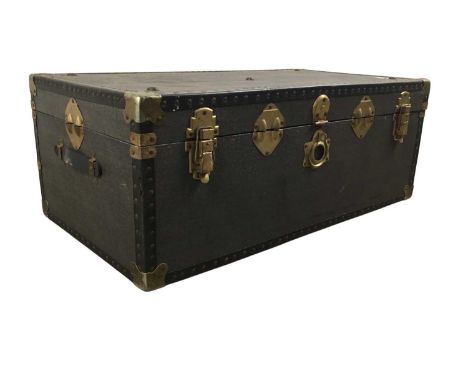 VINTAGE TRAVEL TRUNK, with brass fittings93cm wide