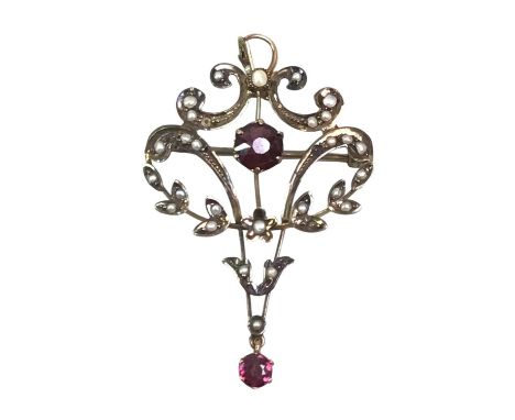 LATE VICTORIAN HOLBEIN, AND A CAMEO BROOCH the holbein set with amethyst and seed pearls in nine carat gold, the cameo depict