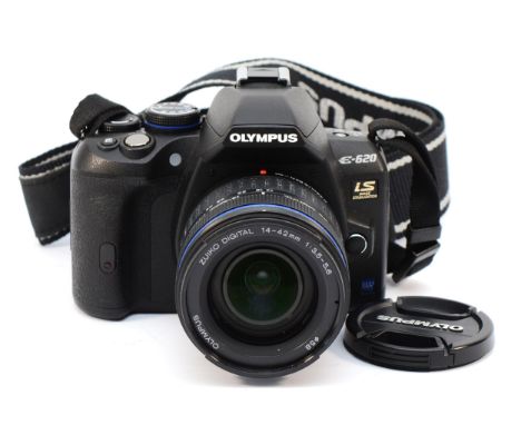 An Olympus E620 digital SLR camera with associated lens, serial no G74513713 