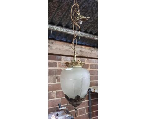 BRASS & GLASS HANGING CEILING LIGHT