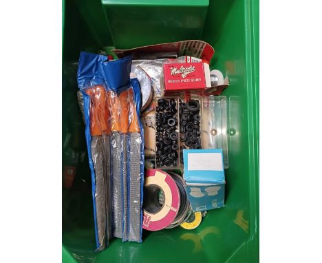 CARTON WITH MISC HAND TOOLS, ELECTRICAL CONNECTORS& ROLLS OF SOLDER