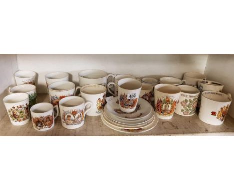 SHELF OF ROYAL COMMEMORATIVE CUPS & PLATES