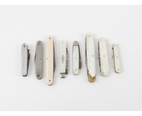 Victorian silver bladed fruit knife, Sheffield 1868, other silver bladed fruit knives and other steel pen/fruit knives