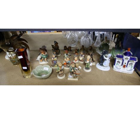 Seventeen Hummel figures, pair of Japanese vases, Murano glass vase etc.,