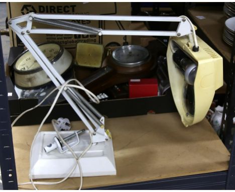 Angle poise industrial magnifying lamp/light with extra bench fittings