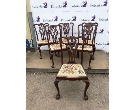 Set of six mahogany Chippendale style dining chairs of claw and ball feet