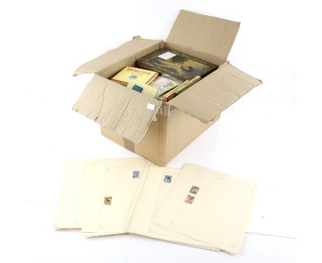 Large accumulation of World Stamps on album leaves, loose in packets, tins, Great Britain Mint Commemoratives, First Day Cove