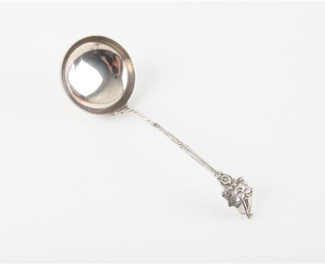 Continental silver 800 grade ladle/caddy spoon with ship finial
