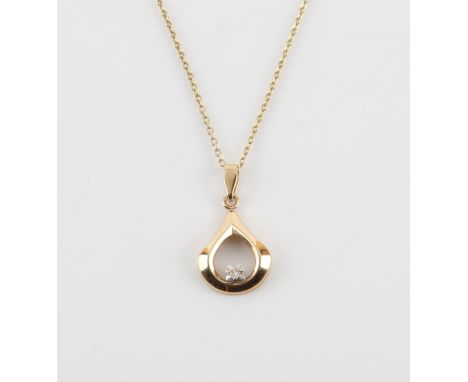 Diamond set 9ct gold pendant and chain 1.94 grams