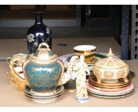 Continental china part tea service, cloisonne vase, Royal Worcester China Works pot pourri etc.,Condition Report:  Continenta