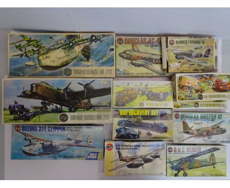 A group of unbuilt plastic kits mostly in 1:72 scale by AIRFIX all WWII military examples - contents unchecked, appear comple