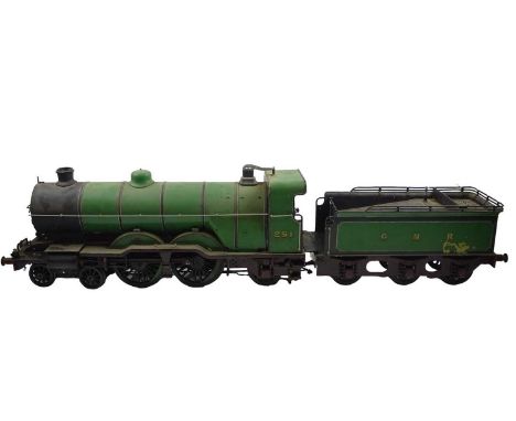 A scratchbuilt 3.5 inch scale live steam C1 Atlantic class 4-4-2 steam locomotive in GNR green livery numbered 251, overall l