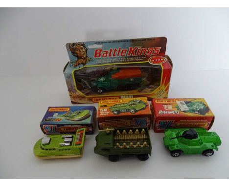 A group of MATCHBOX military vehicles to include 2 x Superfast and a Battle Kings K-108 M3A1 Halftrack - VG in G/VG boxes (4)
