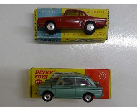 A pair of diecast cars comprising CORGI TOYS 222 Renault 'Floride' together with DINKY TOYS 138 Hillman Imp Saloon (missing s