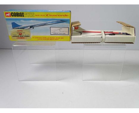 A rare boxed CORGI Toys No 652 Japan Air Lines BAC-SUD Concorde complete with stand and inner packaging card tray - VG in G b