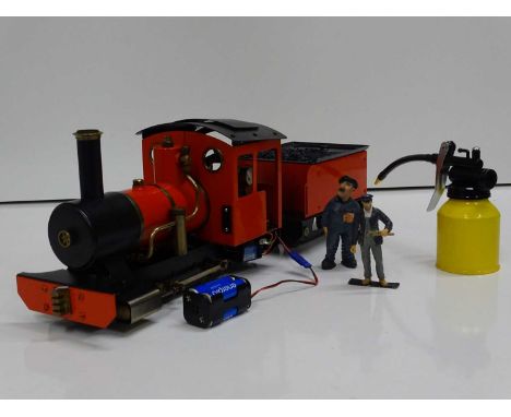 A CHEDDAR MODELS G scale 32mm live steam 0-4-0 steam locomotive and tender, fitted with R/C receiver and servos (see accompan