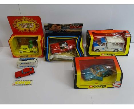 A group of five CORGI and CORGI JUNIORS vehicles comprising 345 Honda Prelude, 4054 Transit Milk Float. 2030 Kermit, 438 Vega