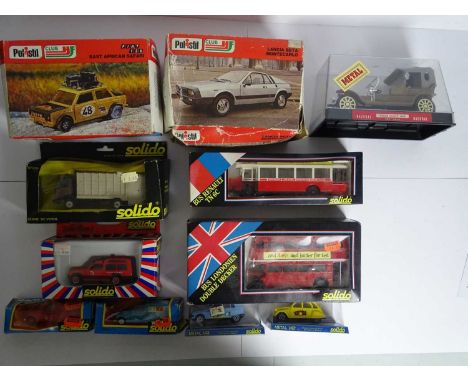 A group of mixed scale diecast models of cars, trucks and buses by SOLIDO, POLISTIL and NACORAL - VG in P/F boxes (11)