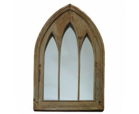 A sycamore architectural arch triple mirror frame. Height 100.5cm x 68cm.