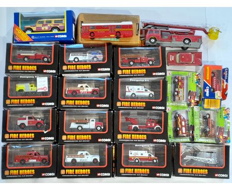 Corgi a boxed Fire Service group to include 57905 Land Rover 'Leicestershire Fire &amp; Rescue Service', Simon Snorkel Fire E