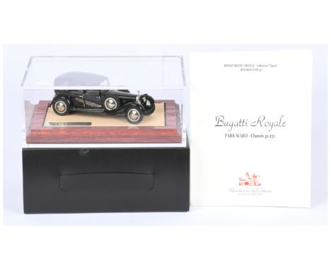 Miniatures Du Chateau MC55 Bugatti Royale Park Ward Chassis 41.131 - black, chrome trim - Limited Edition 55/300 Mounted on p