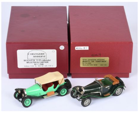 MCM Orangerie Moderne Pair (1) Bugatti T55 Cabriolet Billeter &amp; Cartier - dark green, tan folded hood 13/100 (2) Bugatti 