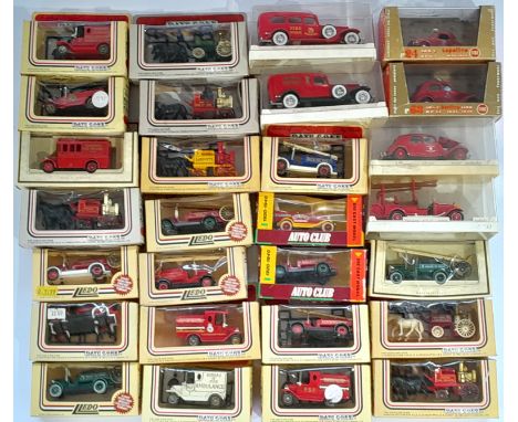 A boxed Fire Service related group to include manufacturers such as Corgi, Lledo, Brumm, Solido and similar. See photos for m