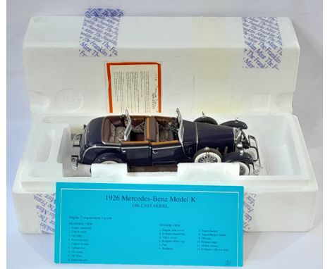 Franklin Mint a boxed 1/24 scale group to include 1926 Mercedes-Benz Model K (Blue), 1935 Mercedes-Benz 770K (Red/Black) &amp