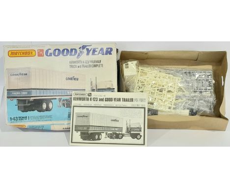 Matchbox a boxed Kit pair to include PK-901 Flower Class Corvette (Model has been built) &amp; PK-7102 Kenworth K-123 Tractor