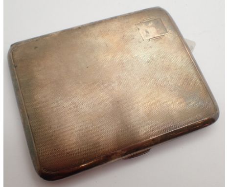 Hallmarked engine turned silver cigarette case with gilt interior assay Birmingham 