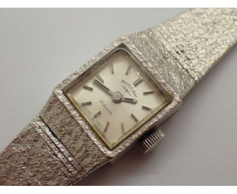 9ct white gold ladies Rotary wristwatch on a 9ct gold bracelet 