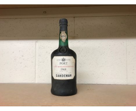 SANDEMAN 1968 LATE BOTTLED VINTAGE PORT
Oporto, Portugal. 
Bottled 1973. No capacity or strength stated.  CONDITION REPORT: F
