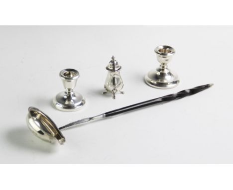 A George III silver toddy ladle, London 1812, the ladle with gadrooned rim and mount set on an ebonised bone handle with open