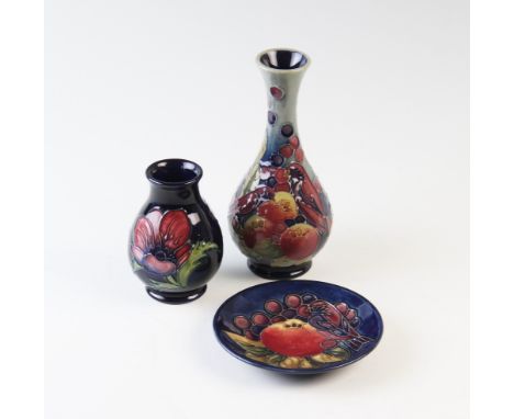 A Moorcroft inverted baluster vase of small proportions, decorated in the 'Finches' pattern by Sally Tuffin, impressed maker'