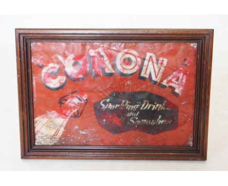 A vintage vitreous enamel advertising sign, 'Corona, Sparkling Drinks and Squashes', 74cm x 48cm, framed 