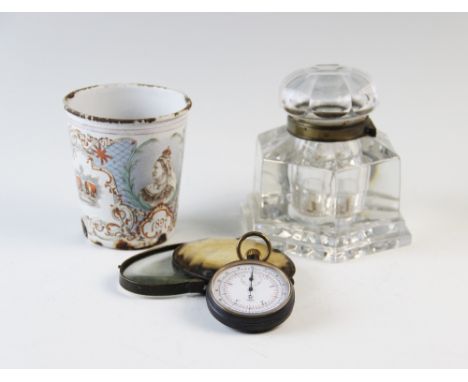 A selection of objects of virtue, to include, a Queen Victoria Diamond Jubilee enamel beaker, 10cm high, a Siemens & Halske g
