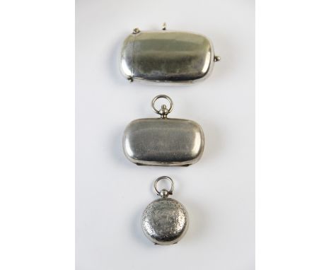 A silver sovereign case, dated '1914' and initialled within an ivy leaf surround, 4.6cm, with a silver plated combination ves