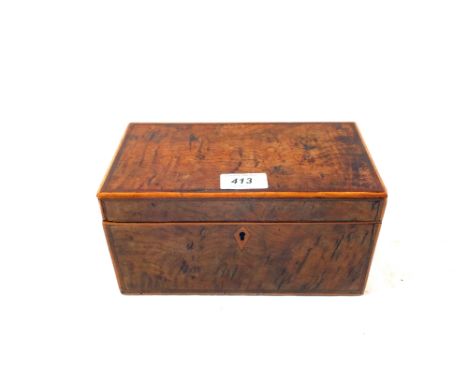 A 19th Century Burr Elm and crossbanded double compartment tea caddy, width 9"