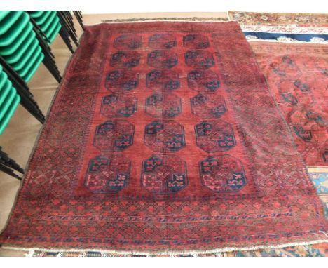 A vintage handmade Afghan carpet, 114" x 91"