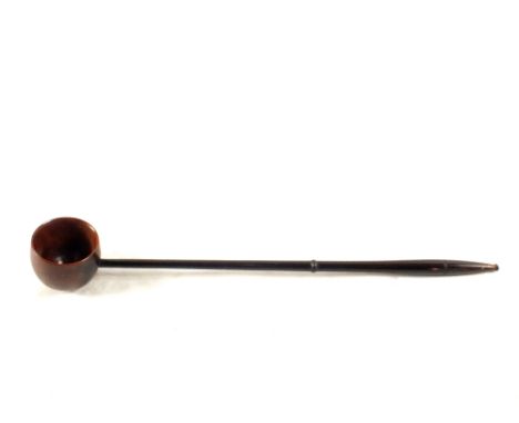 A 19th Century Treen toddy ladle with turned handle, length 12 1/2"