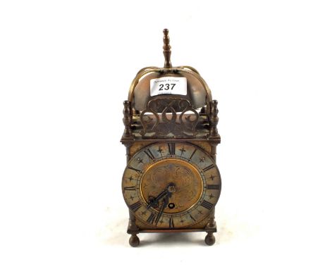 An early 20th Century eight day Brass lantern clock