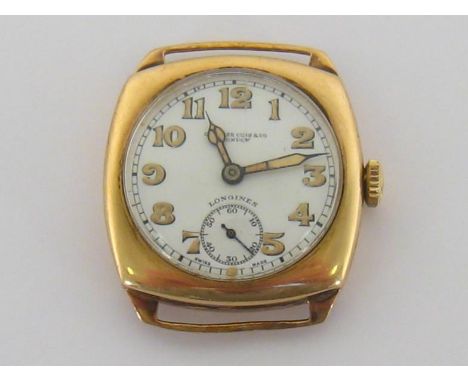 Longines, a 9 carat gold manual wind dress watch retailed by Camerer Cuss & Co, London, the two piece case hallmarked Birming