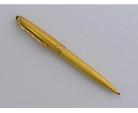 MONTBLANC, Meisterstuck Solitaire, a gold plated roller ball pen, with barleycorn finish 