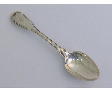 A George III silver fiddle and thread pattern dessert spoon, by Paul Storr, London, 1818, engraved with crest coronet of the 